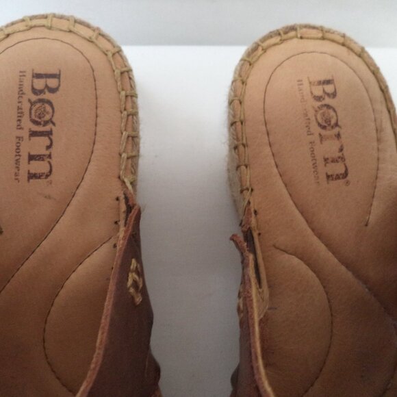 Born Pinal brown Leather wedge espadrille platform sandals slides Size Sz 40.5 9 - Picture 4 of 11